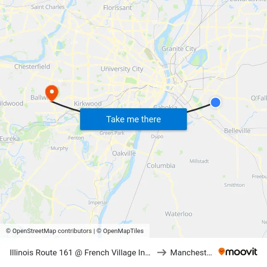 Illinois Route 161 @ French Village Industrial Park Sb to Manchester, MO map
