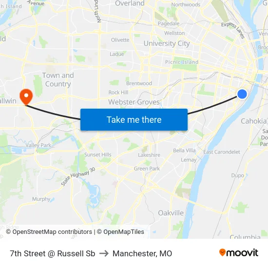 7th Street @ Russell Sb to Manchester, MO map
