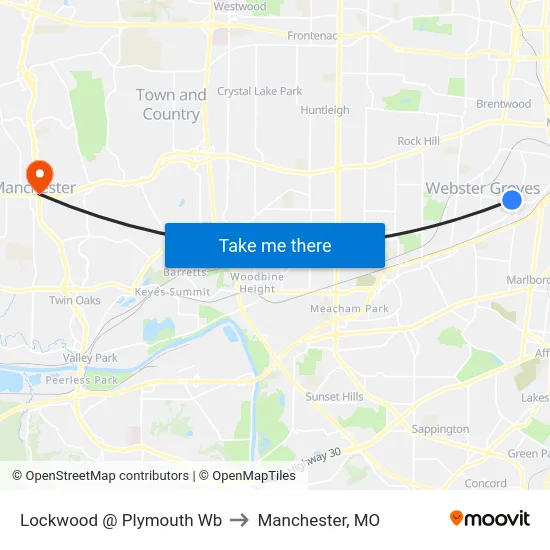 Lockwood @ Plymouth Wb to Manchester, MO map