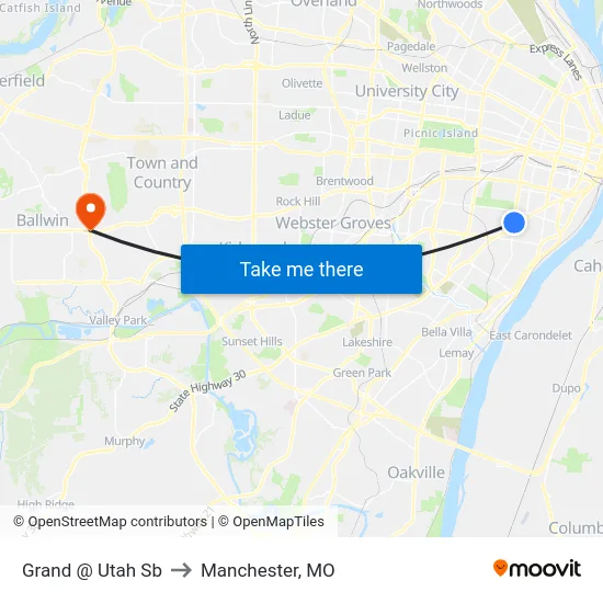 Grand @ Utah Sb to Manchester, MO map