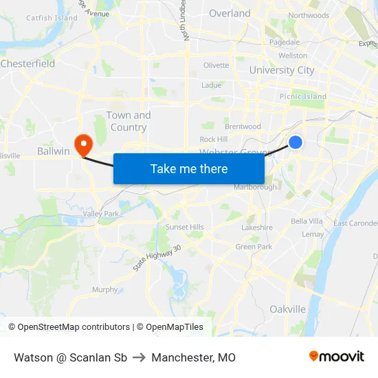 Watson @ Scanlan Sb to Manchester, MO map