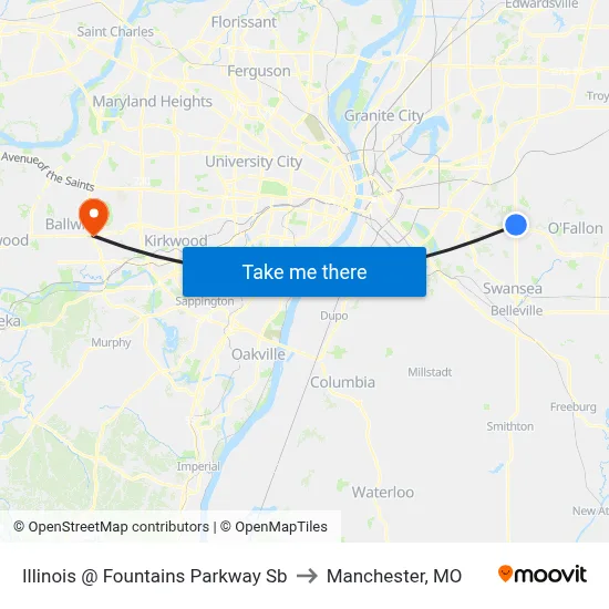 Illinois @ Fountains Parkway Sb to Manchester, MO map