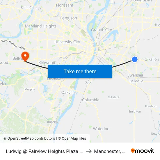 Ludwig @ Fairview Heights Plaza Wb to Manchester, MO map