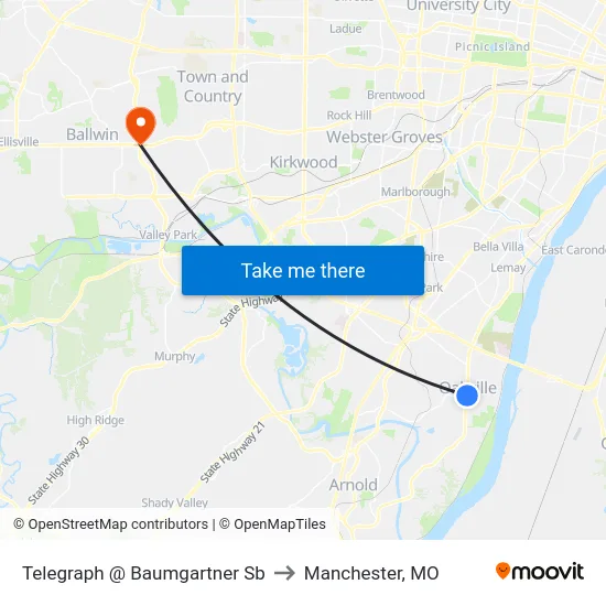 Telegraph @ Baumgartner Sb to Manchester, MO map