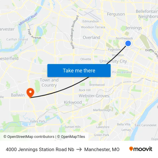 4000 Jennings Station Road Nb to Manchester, MO map