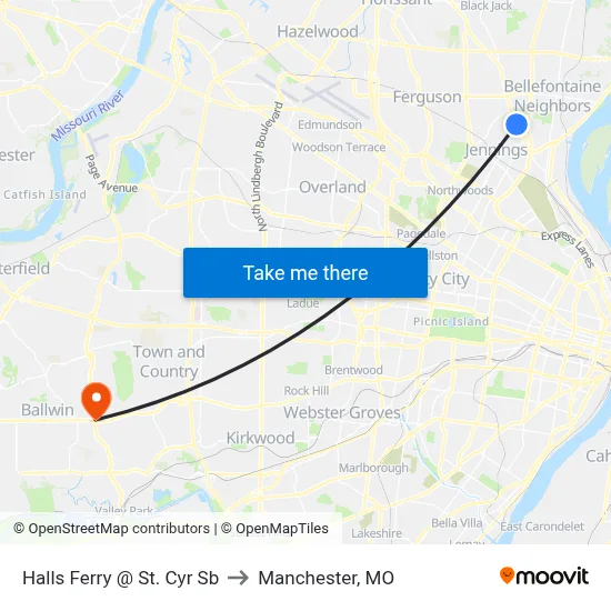 Halls Ferry @ St. Cyr Sb to Manchester, MO map