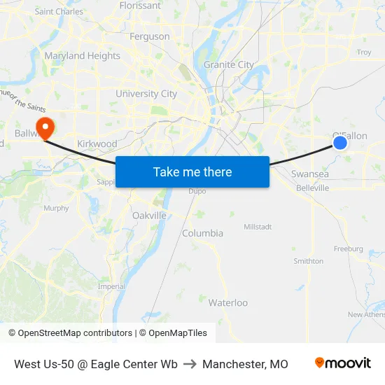 West Us-50 @ Eagle Center Wb to Manchester, MO map