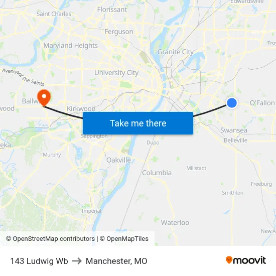 143 Ludwig Wb to Manchester, MO map
