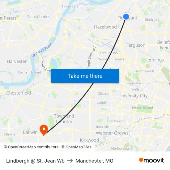 Lindbergh @ St. Jean Wb to Manchester, MO map