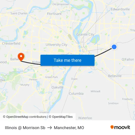 Illinois @ Morrison Sb to Manchester, MO map