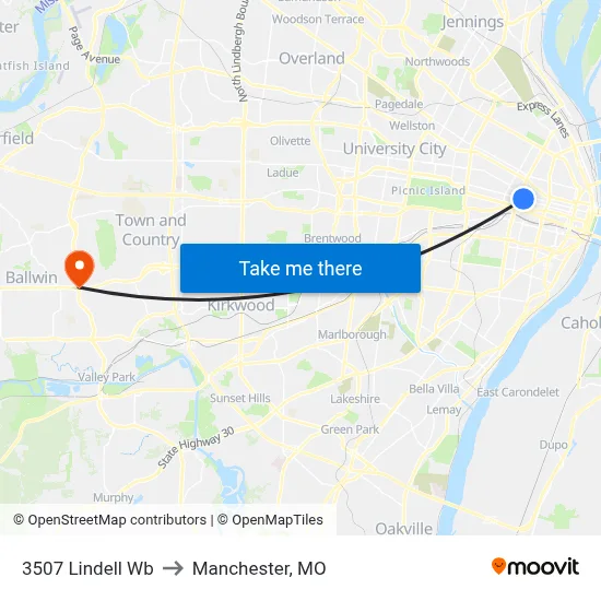 3507 Lindell Wb to Manchester, MO map