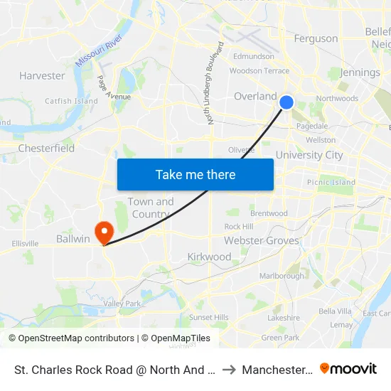 St. Charles Rock Road @ North And South Wb to Manchester, MO map