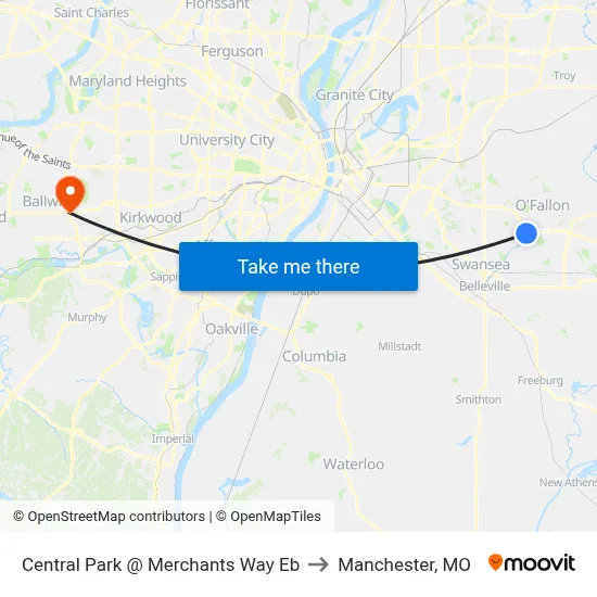 Central Park @ Merchants Way Eb to Manchester, MO map