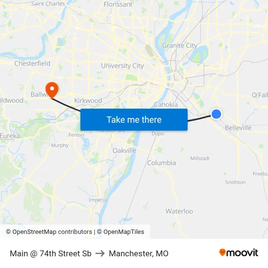 Main @ 74th Street Sb to Manchester, MO map