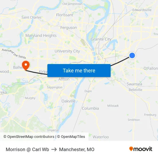 Morrison @ Carl Wb to Manchester, MO map