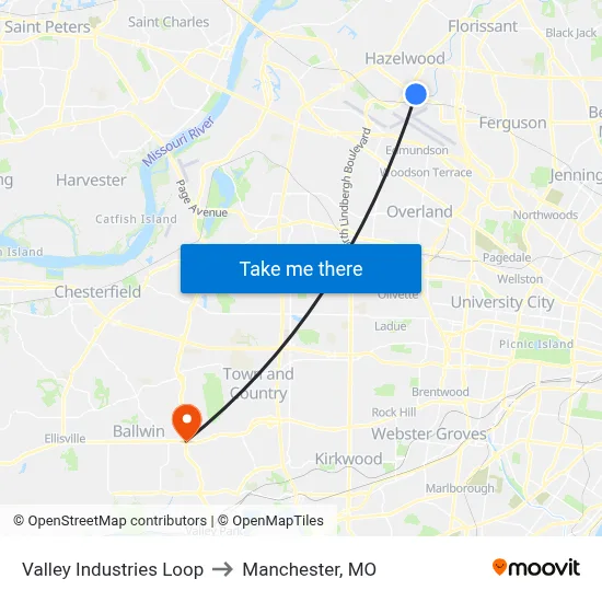Valley Industries Loop to Manchester, MO map