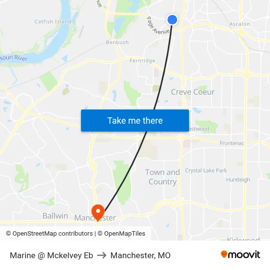 Marine @ Mckelvey Eb to Manchester, MO map