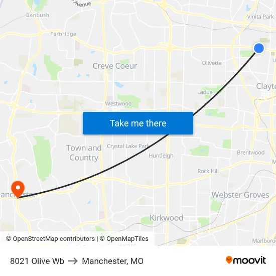 8021 Olive Wb to Manchester, MO map