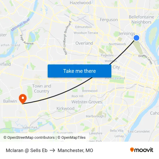 Mclaran @ Sells Eb to Manchester, MO map