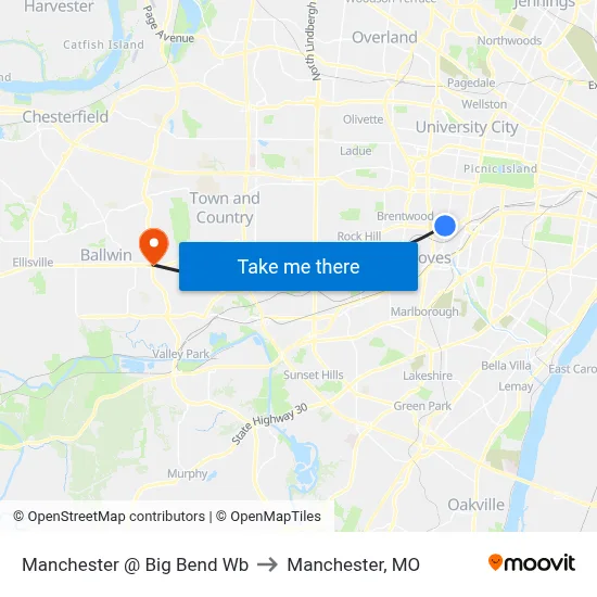 Manchester @ Big Bend Wb to Manchester, MO map