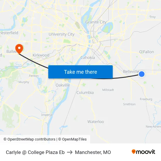 Carlyle @ College Plaza Eb to Manchester, MO map