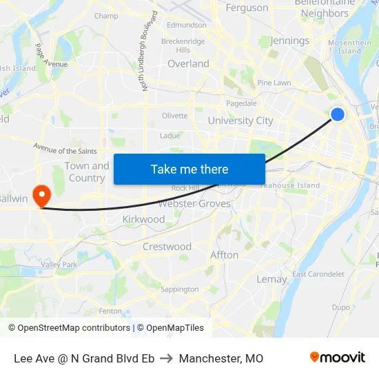 Lee Ave @ N Grand Blvd Eb to Manchester, MO map