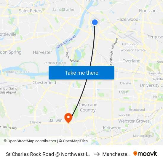 St Charles Rock Road @ Northwest Industrial Wb to Manchester, MO map