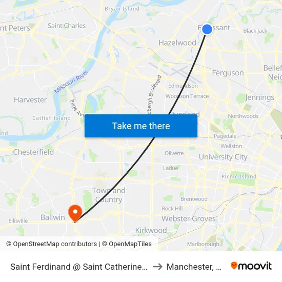 Saint Ferdinand @ Saint Catherine Nb to Manchester, MO map