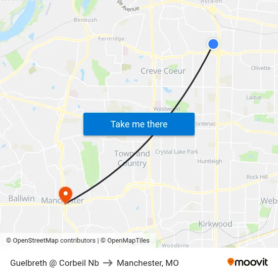 Guelbreth @ Corbeil Nb to Manchester, MO map