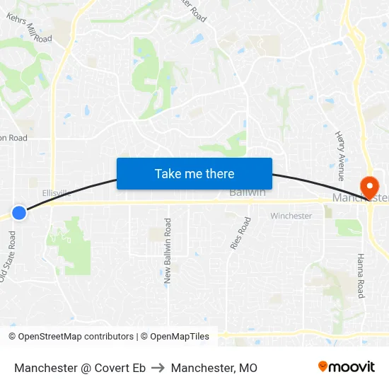 Manchester @ Covert Eb to Manchester, MO map