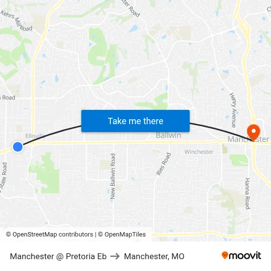 Manchester @ Pretoria Eb to Manchester, MO map
