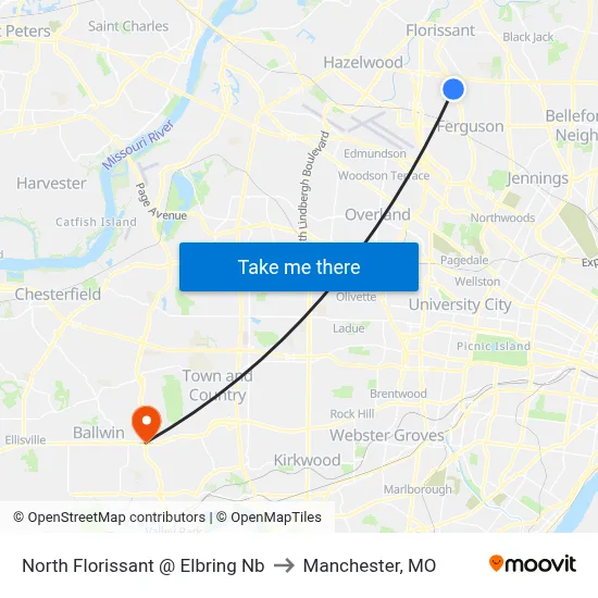 North Florissant @ Elbring Nb to Manchester, MO map