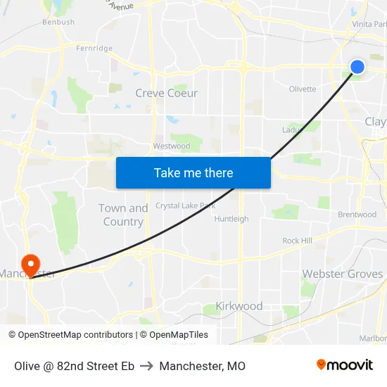 Olive @ 82nd Street Eb to Manchester, MO map