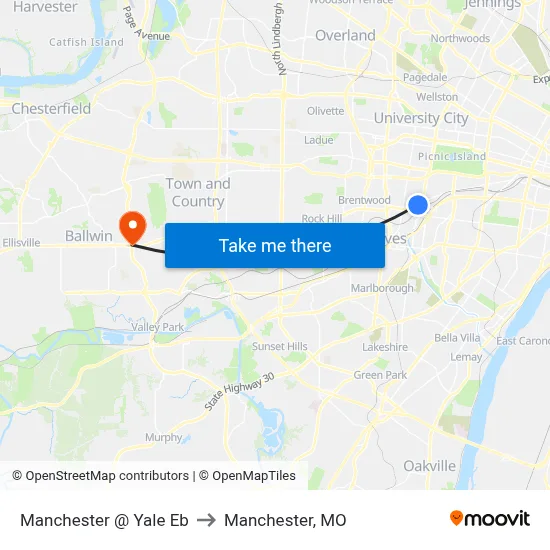 Manchester @ Yale Eb to Manchester, MO map
