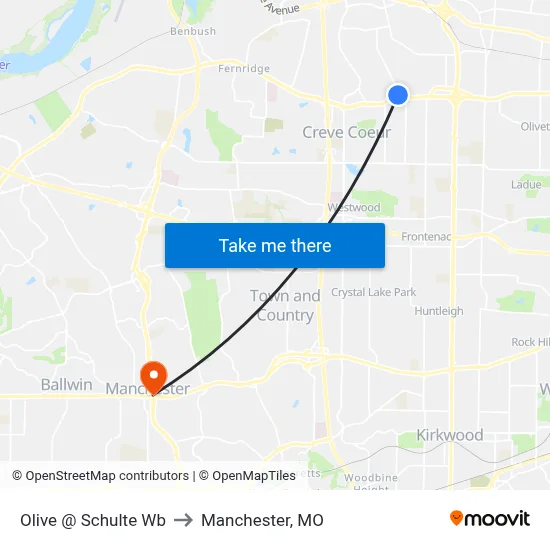 Olive @ Schulte Wb to Manchester, MO map