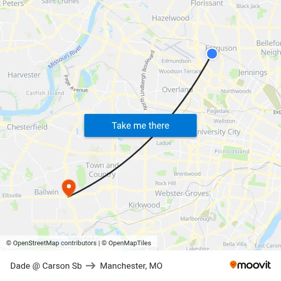Dade @ Carson Sb to Manchester, MO map