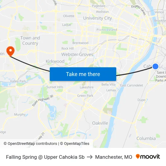 Falling Spring @ Upper Cahokia Sb to Manchester, MO map