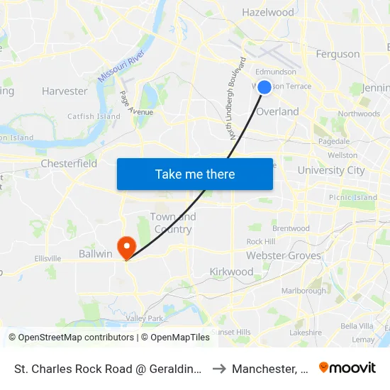 St. Charles Rock Road @ Geraldine Wb to Manchester, MO map