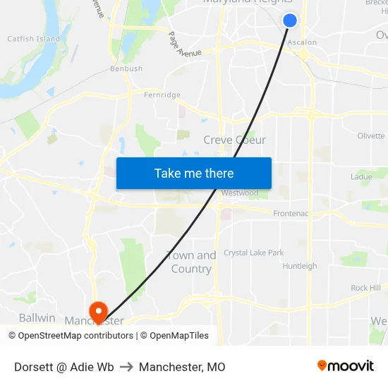Dorsett @ Adie Wb to Manchester, MO map