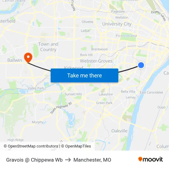 Gravois @ Chippewa Wb to Manchester, MO map