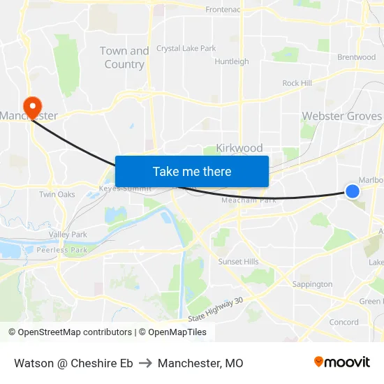 Watson @ Cheshire Eb to Manchester, MO map