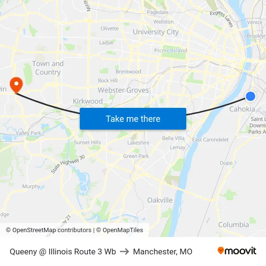 Queeny @ Illinois Route 3 Wb to Manchester, MO map