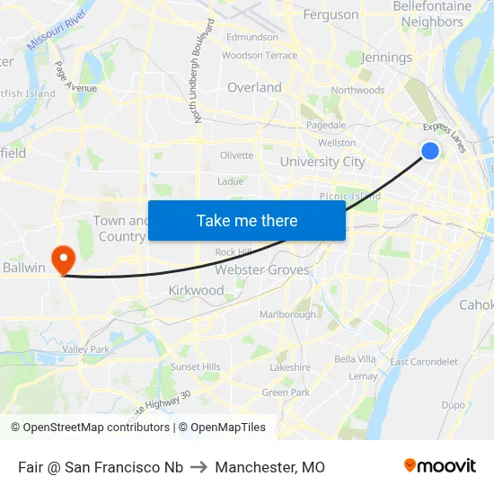 Fair @ San Francisco Nb to Manchester, MO map