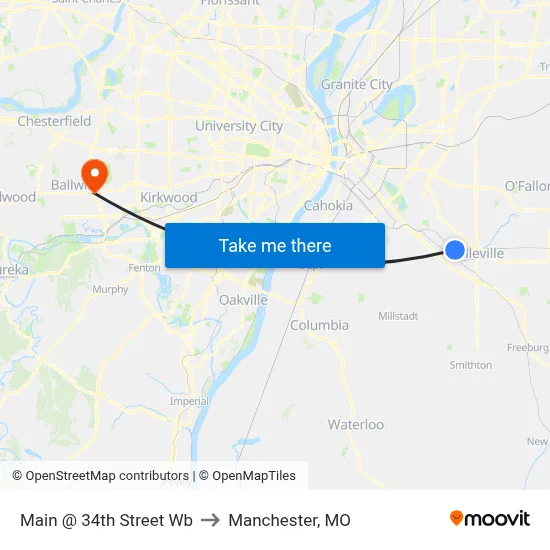 Main @ 34th Street Wb to Manchester, MO map