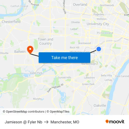 Jamieson @ Fyler Nb to Manchester, MO map