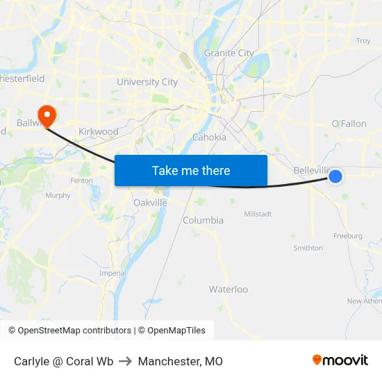 Carlyle @ Coral Wb to Manchester, MO map