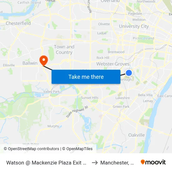 Watson @ Mackenzie Plaza Exit Wb to Manchester, MO map