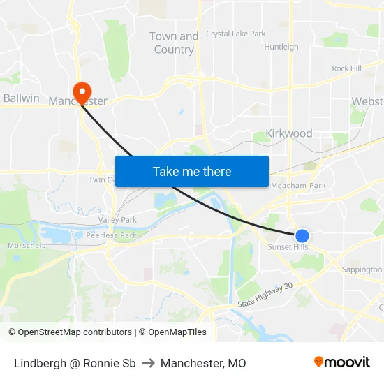 Lindbergh @ Ronnie Sb to Manchester, MO map
