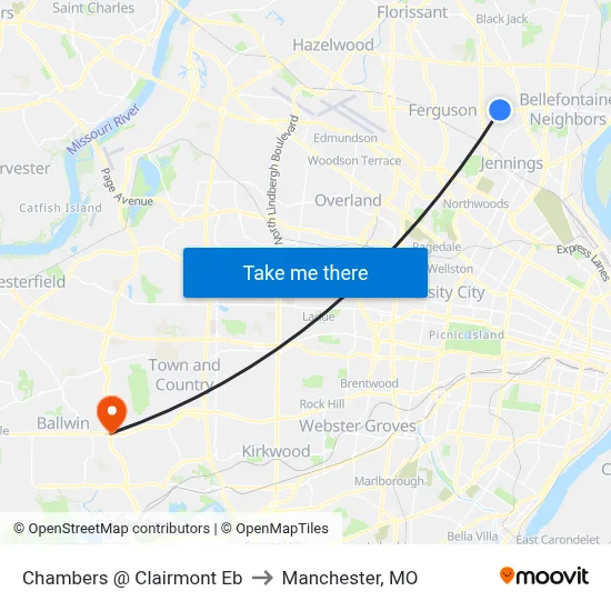 Chambers @ Clairmont Eb to Manchester, MO map