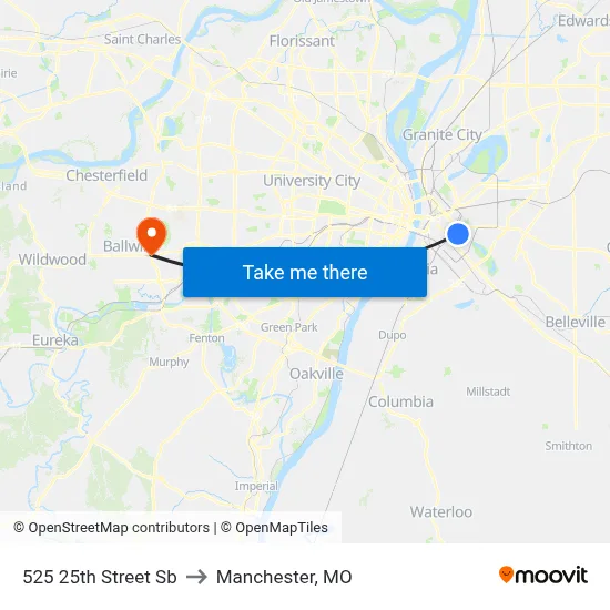 525 25th Street Sb to Manchester, MO map